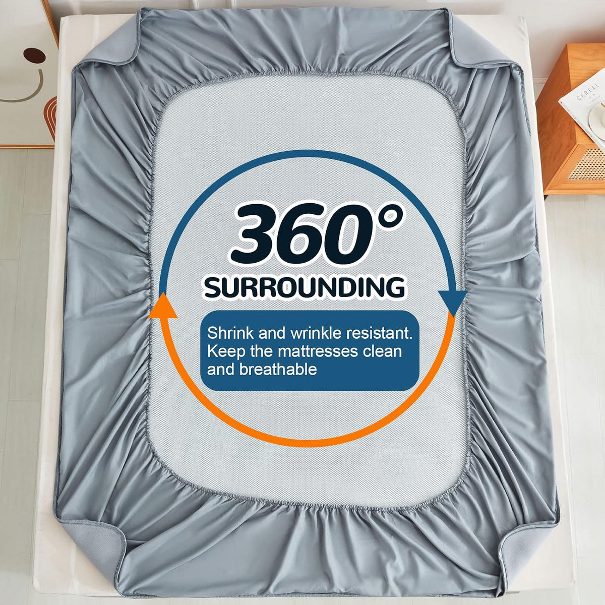 Ailemei Direct Cooling Thin Mattress Pad King Size, Gray, 76"x80"