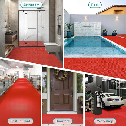 WochiTV Non Slip Drainage Mats PVC Pool Floor Mat 0.23'' Thick Outdoor Indoor Parking Space Mat for Bathroom Garage Basement Backyard Commercial Kitchen 3x16.6Ft