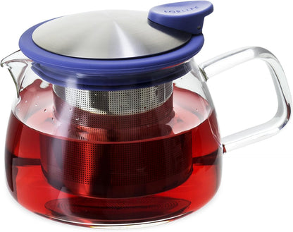 Forlife Bell Glass Teapot with Basket Infuser, 14-Ounce/430ml, White