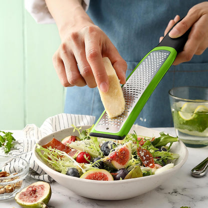 Spring Chef Stainless Steel Lemon Zester - Garlic & Ginger Grater - Gray | Premium Zester with Blade Cover, Cheese Grater with Handle for Parmesan, Nutmeg, Lime - Durable Citrus Zester, Fine Shred