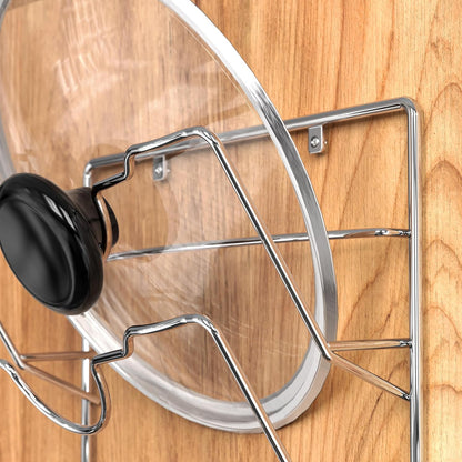 Simple Houseware Wall Door Mounted Pot Lid Rack Organizer, Chrome Finish | 9.5" W x 4.5" D x 17.2" H Shelf