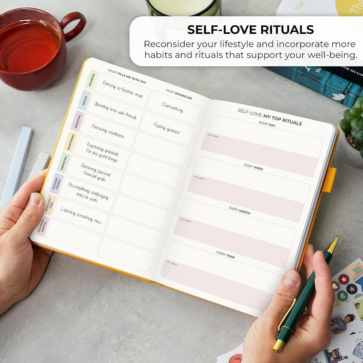 Clever Fox Self-Love Journal for Women, Gratitude, Positivity, Aquamarine | 6-month daily mental health journal with stickers, self-care, anxiety therapy, life & wellness planner for teens & adults