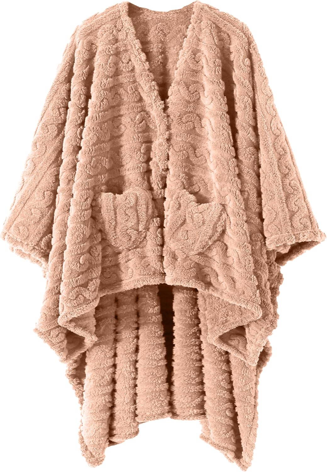 Wearable Blanket Sherpa Fleece Shawl Blanket with Pockets Blanket Poncho Cape for Adults, Cozy Shawl TV Throw Blankets