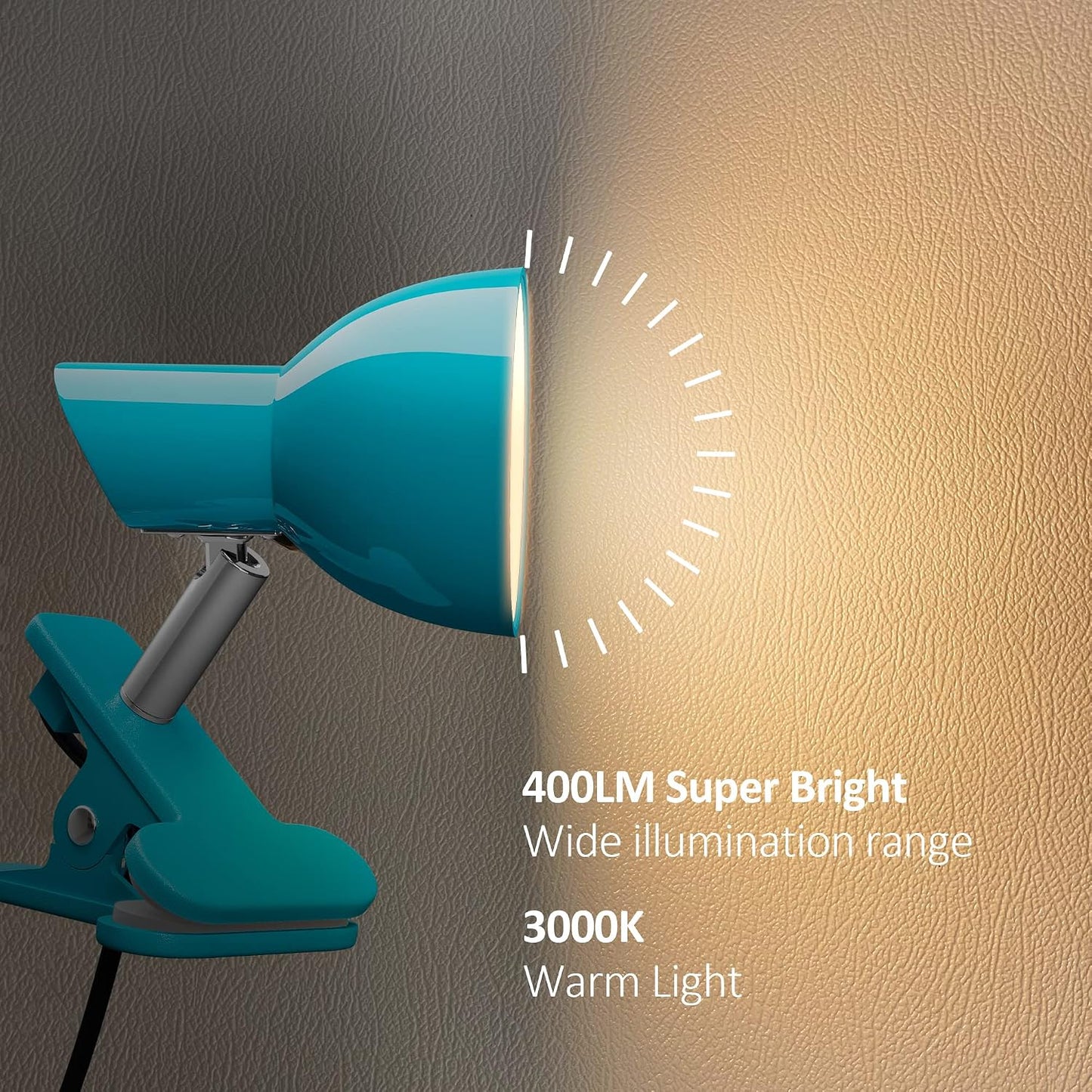 Clamp Light, Super Bright Clip Lamp for Book Reading in Bed Headboard Light, Easy to Attach Illumination Powerful Small Compact Clamp Lamp Black