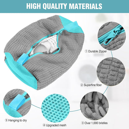 Shoe Washing Machine Bag, Shoe Laundry Bag for Washer and Dryer | 2 Pack Shoe Cleaning Bag for Sneakers & Tennis Shoes, XXL Size, Shoe Protection, Dry Bags, Zipper Hook, Travel & Dorm Storage
