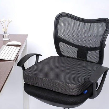 Ifoam Gel Infused Memory Foam Layer Wheelchair Cushion - Seat Cushion for Wheelchair-OfficeChair, Kitchen Chair-Pressure Sore and Tailbone Pain Relief-High Dense Polyfoam Base (Black,18x16x3 inch)