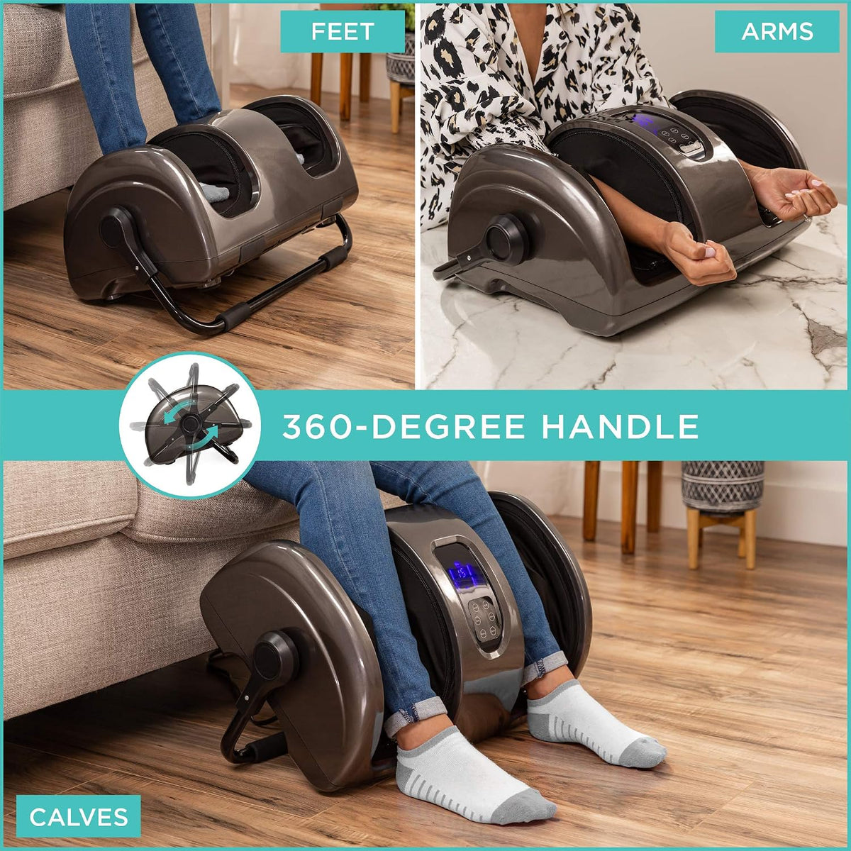 Best Choice Products Shiatsu Foot Massager with Heat for Plantar Fasciitis & Neuropathy, Kneading Foot & Calf Massager with Remote, 360° Adjustable Handle, Rolling & Compression Massage - Navy