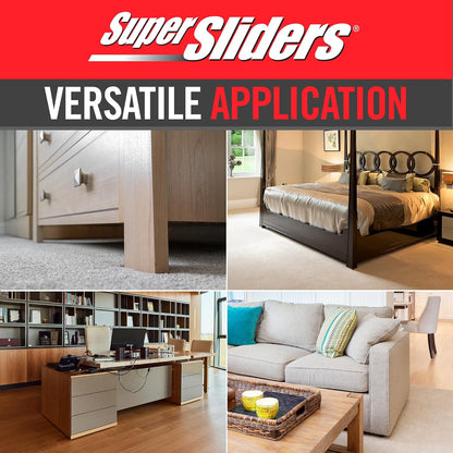 Super Sliders 2-1/2" x 9" XL Rectangle Reusable Furniture Sliders for Carpet, Anti-Slip Protective Furniture Moving Pads for Beds, Sofas, Dressers, Set of 4, Beige