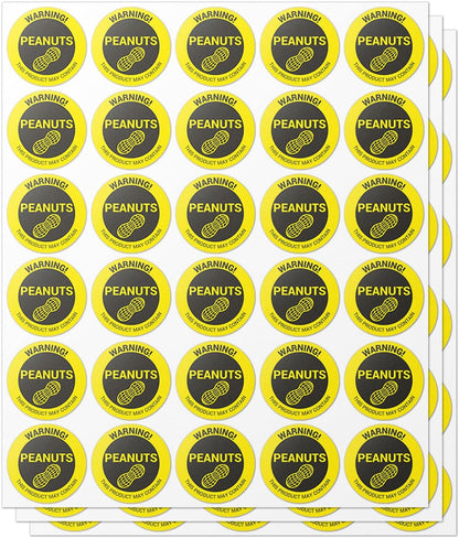 Sesame Seeds Allergy Warning Stickers, 1.5 Inch Round, 300 Labels | Contains Sesame Seeds, 1 Roll Circle Dot, Food Packing, Delis and Restaurants, Allergen Alert