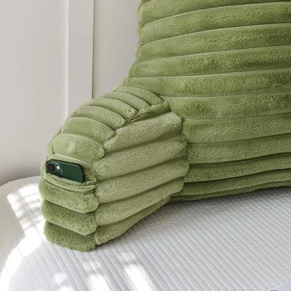 Large Reading Pillow for Adults, Back Support Pillow for Sitting Up in Bed with Arms, Couch for Lounging Bedrest, Pink