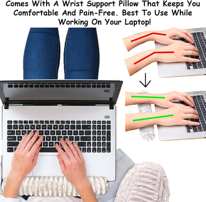 Homie Reading Pillow with Reading Light and Wrist Support, Has Arm Rests, and Back Support for Bed Rest, Lounging, Reading, Working on Laptop, Watching TV (Gray)