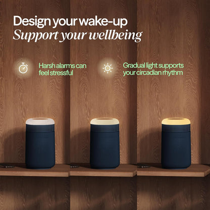 BLUEAIR Mini Restful Bedroom Air Purifier with Sunrise Alarm Clock, Beige | HEPASilent air purification, sunrise alarm, adjustable nightlight, clock, app-set alarms with sounds and schedules, USB-C