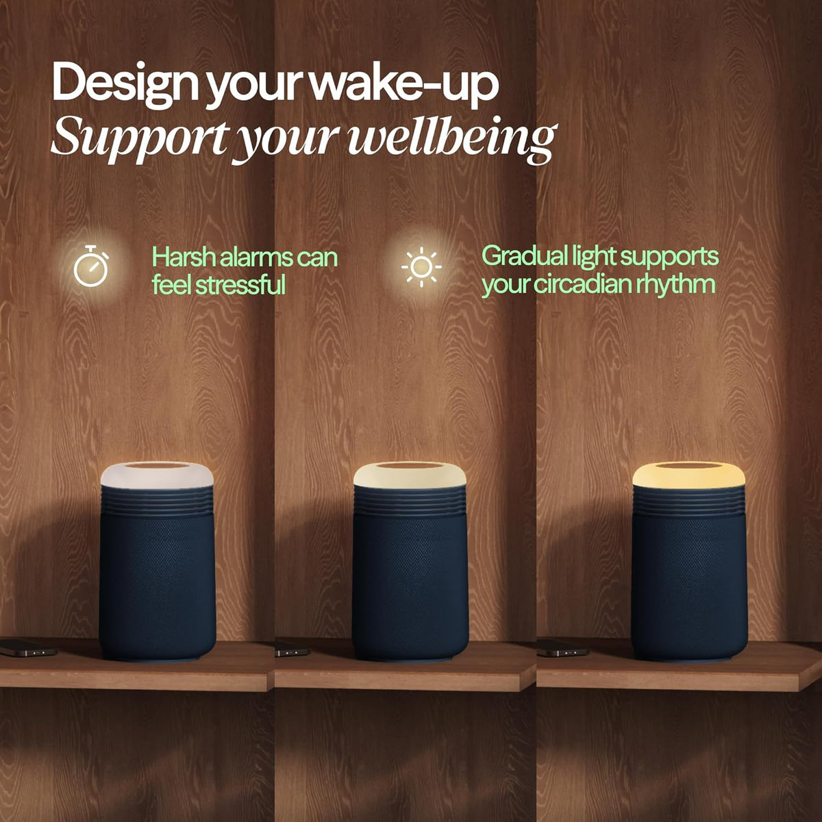 BLUEAIR Air Purifiers with Sunrise Alarm Clock for Home Bedroom Dorm, Beige