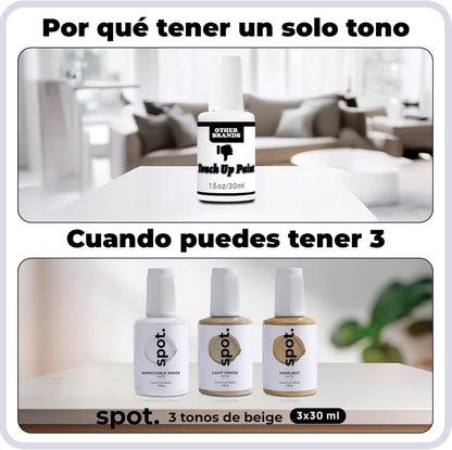 spot. Touch-Up Paint | Matte Finish for Cabinets, Walls, Doors & Furniture | Multi-Tone Beige Repair Kit | Quick-Dry, Self-Priming, Low-Odor, Eco-Friendly | No-Sanding or Primer Needed | 3 Pack