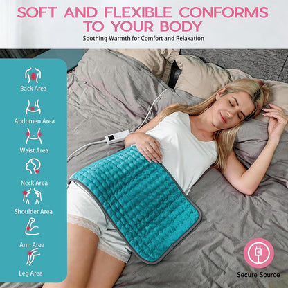 Heating Pad for Period Cramps, Heating Pad for Back/Neck/Shoulder Muscle Pain, 6 Heating&4 Timer Setting, Auto Shut Off, Dry/Moist Heat & Machine Washable, Gray Birthday Christmas Gifts for Women Mom