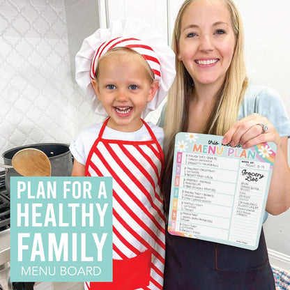 Hadley Designs Weekly Meal Planner for Fridge - Dinner Menu Board for Kitchen, Colorful Weekly Menu Board Dry Erase, Dry Erase Meal Planner for Fridge