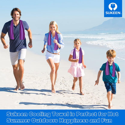Sukeen 4 Pack Cooling Towels (40"x 12"), Cooling Neck Wraps, Soft Ice Towel