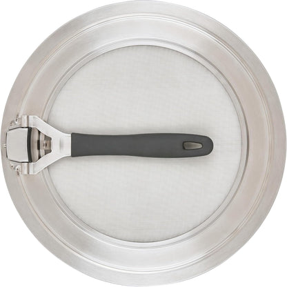 Circulon Tools and Gadgets Universal Splatter Guard Mesh Grease Cover for Pots and Pans Protects Stove, Countertop, and Kitchen from Oil when Frying, 13 Inch Splatter Guard - Stainless Steel