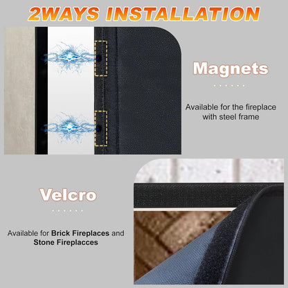 Magnetic Fireplace Cover, Draft Stopper for Brick Fireplace, Fireplace Flue Blocker with 16 Pieces Strong Magnets, Indoor Fireplace Blanket for Heat Loss, Winter and Summer, Black, 36x27 Inches