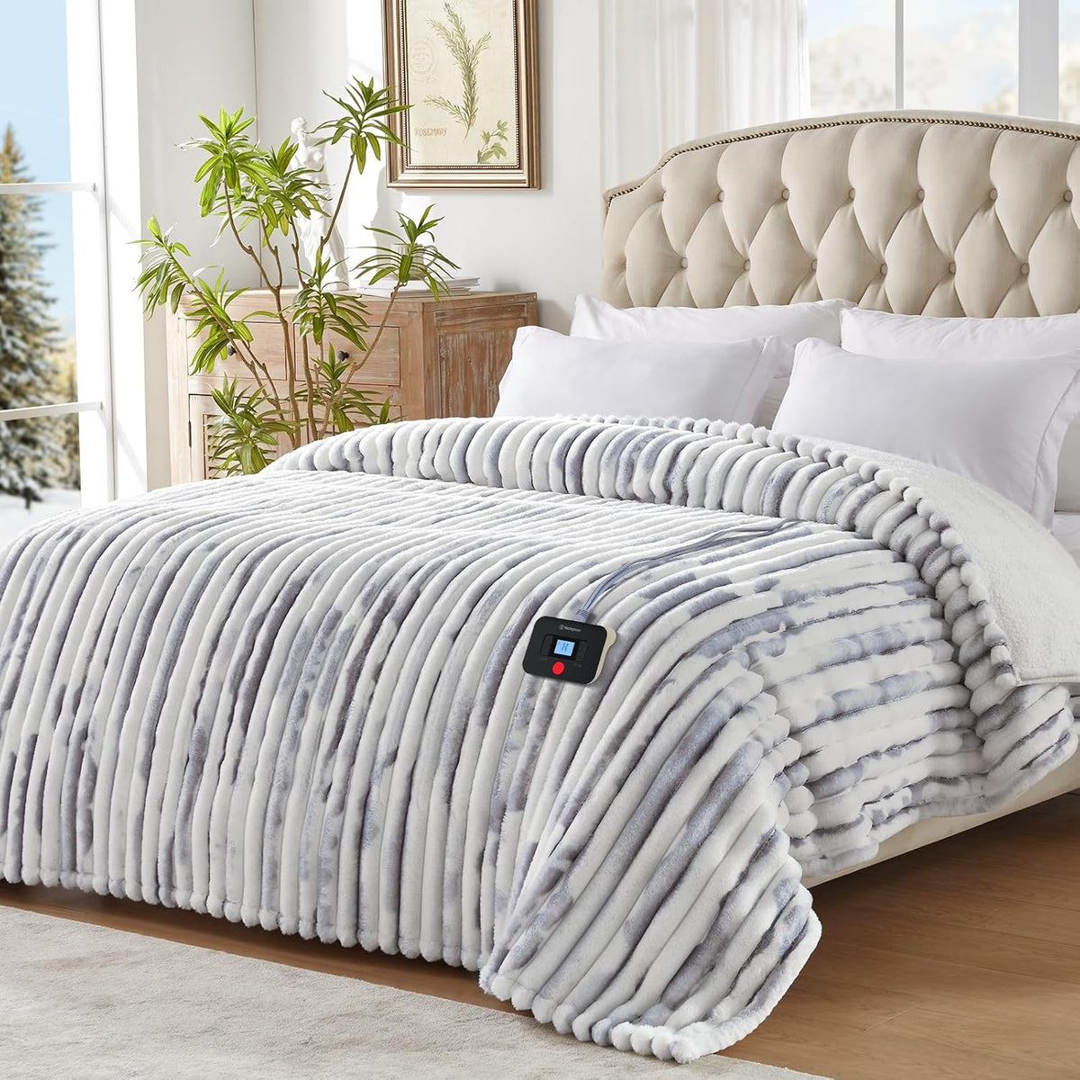 Westinghouse Heated Throw Blanket, 50"x60", Charcoal, ETL Certified
