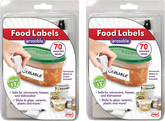 Erasable Food Labels Starter Kits With Pen & Erasers, Reusable Label Multi-Color, Freezer, Microwave & Dishwasher Safe Kitchen Tool for All-Purpose Meal Organization by Jokari