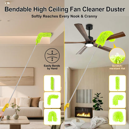 Tiumso Microfiber Feather Duster 5-in-1 Kit, Dusters for Cleaning, Duster with Extension Pole 100 Inches, Cobweb Duster, Microfiber Dusters for High Ceilings and Fans, Blinds, Cars and Furniture