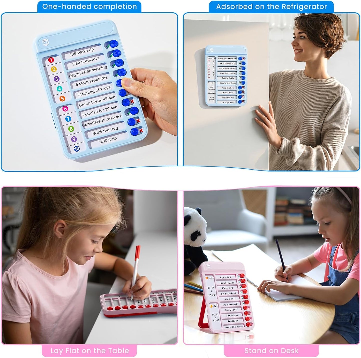 Chore Chart for Kids with Timer, 21 PCS Checklist Magnetic Schedule Board, ADHD Tools with 99-Min Countup/Down Visual Timer, Bedtime/Morning/Daily Routine Chart Dry Erase to Do List with Slider(White)