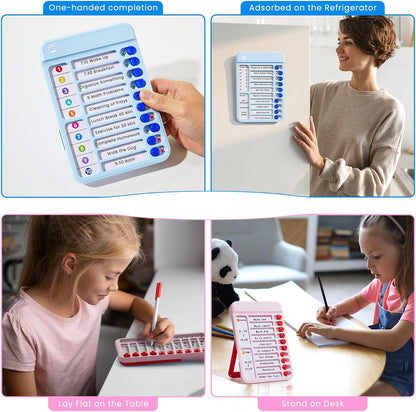 Chore Chart for Kids with Timer, 21 PCS Checklist Magnetic Schedule Board, ADHD Tools with 99-Min Countup/Down Visual Timer, Bedtime/Morning/Daily Routine Chart Dry Erase to Do List with Slider(White)