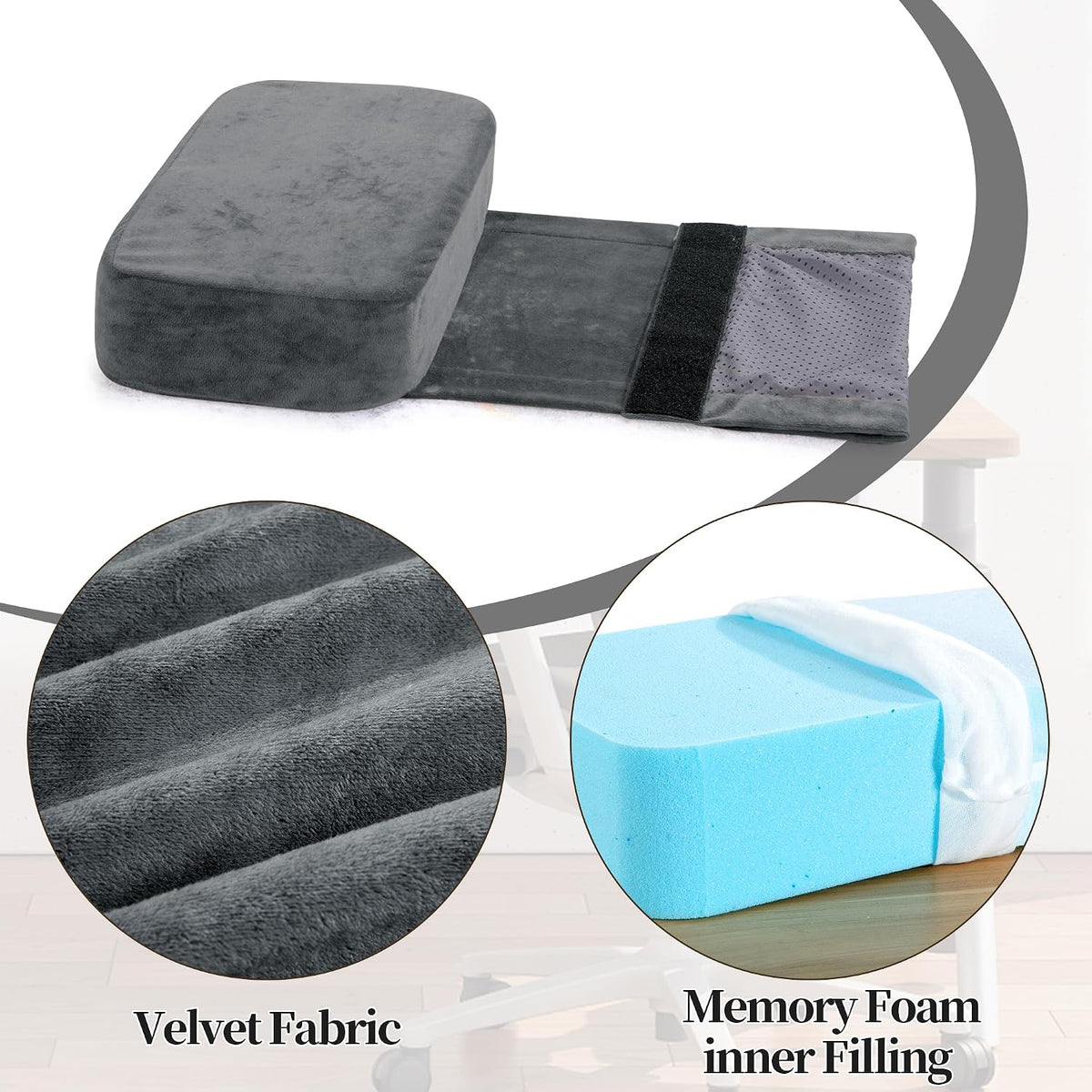 HOMBYS Memory Foam Neck Pillow for Recliner, Adjustable Headrest Cushion with Soft Plush Fabric and Medium Firm Filling, Design for Recliner Sofa Armchair, Machine Washable and Non-Slip (Black)
