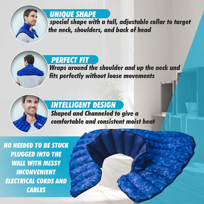 Weighted Microwavable Neck and Shoulder Wrap – Moist Heat Pack for Stiffness, Arthritis, Bursitis, Pain Relief & Relaxation – Natural Home Remedy