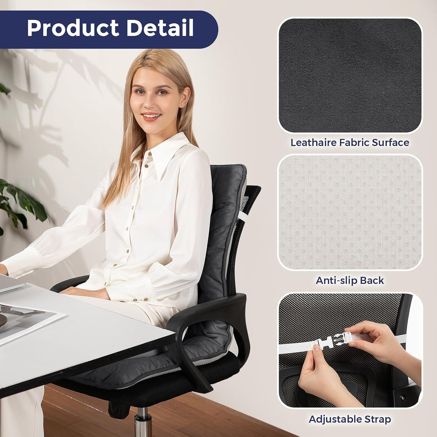Heated Seat Cushion for Office Chair, Heated Seat Pad for Pain Relief Promote Blood Circulation with 3 Heat Levels & 90mins Auto-off, Chair Warmer for Back, Waist, Hips, Thighs Home Office Use, Grey