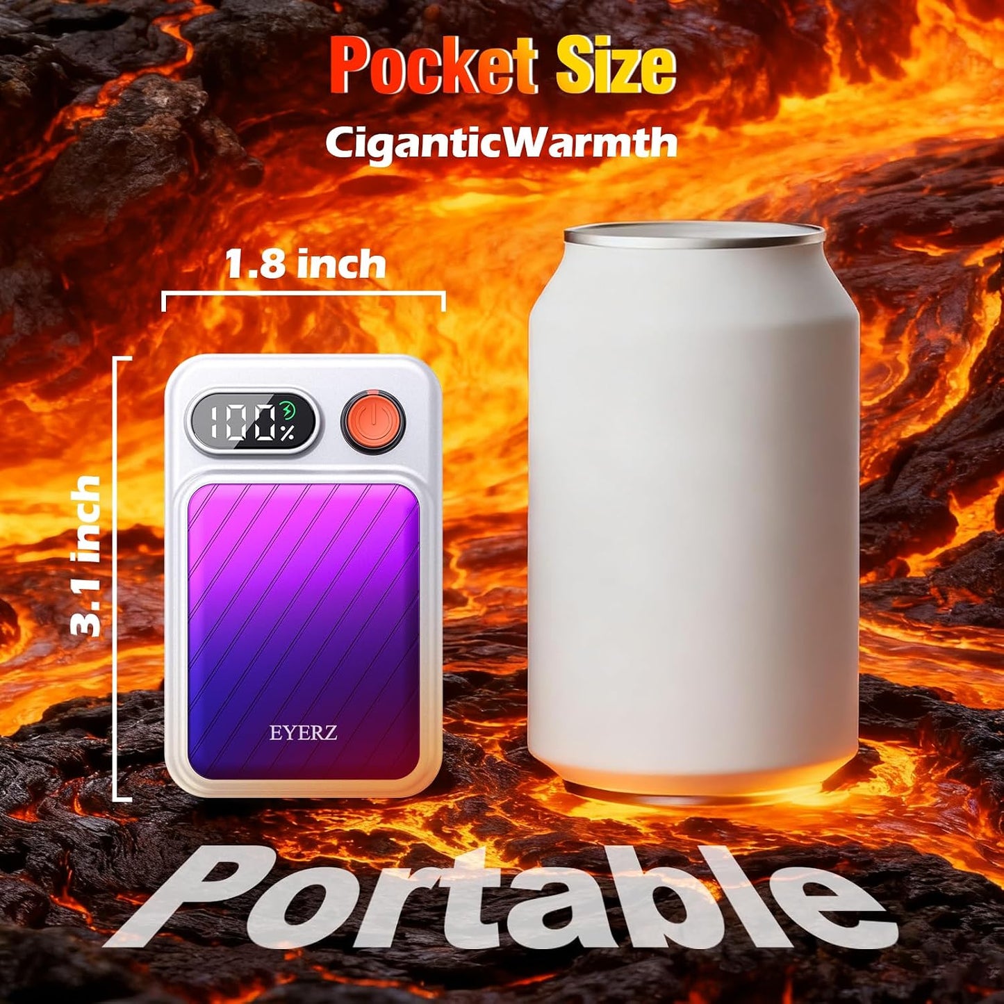 Electric Hand Warmers Rechargeable 2 Pack, Magnetic AI Hand Warmers with LED Display & 4 Levels, Portable Pocket Heater, Gifts for Christmas, Camping, Golf, Raynauds, Hunting, Women & Men