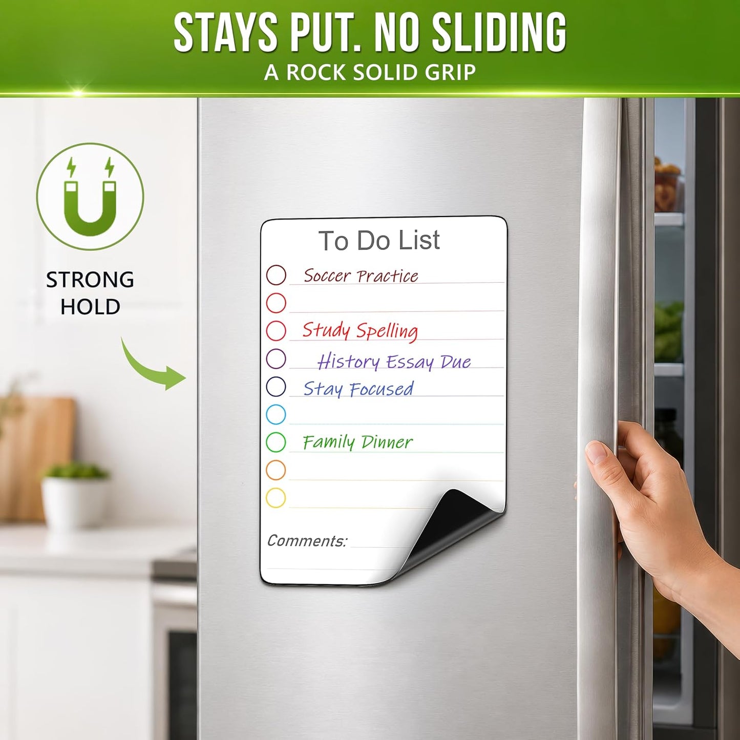 Small Magnetic Whiteboard for Fridge 5x7 in - Dry Erase Board for Refrigerator - Small Magnet List for Frig - Magnetics White Board Sheet - Fridge List Magnet - Mini Magnetic Grocery Shoping