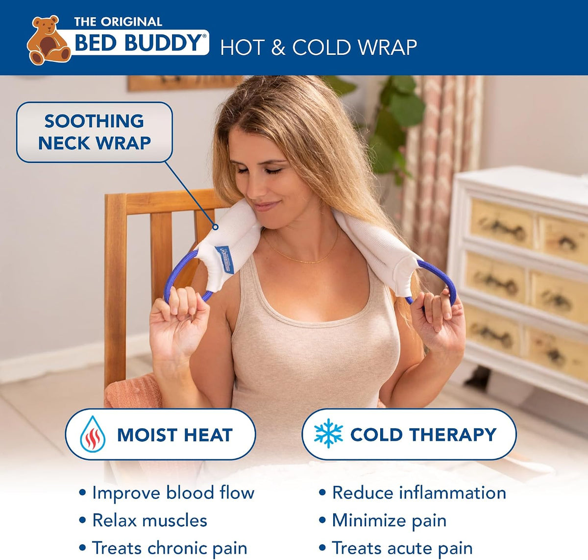 Carex Bed Buddy Heat Pad And Cooling Neck Wrap - Microwave Heating Pad For Sore Muscles - Cold Wrap Pack For Aches and Pain