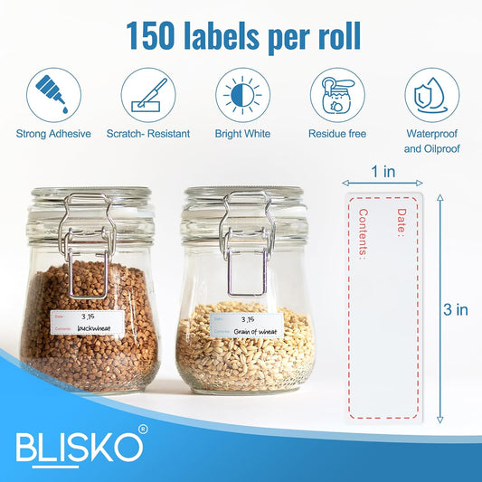 500 Pcs Freezer Labels, 1 x 3 Inch Refrigerator Food Label Stickers, No Residue, Easy Peel Off, Water & Oil Resistant, Labels for Food, Freezer Bags, Jars, and Containers | No residue easy peel labels for freezer bags, jars, containers, and refrigerator