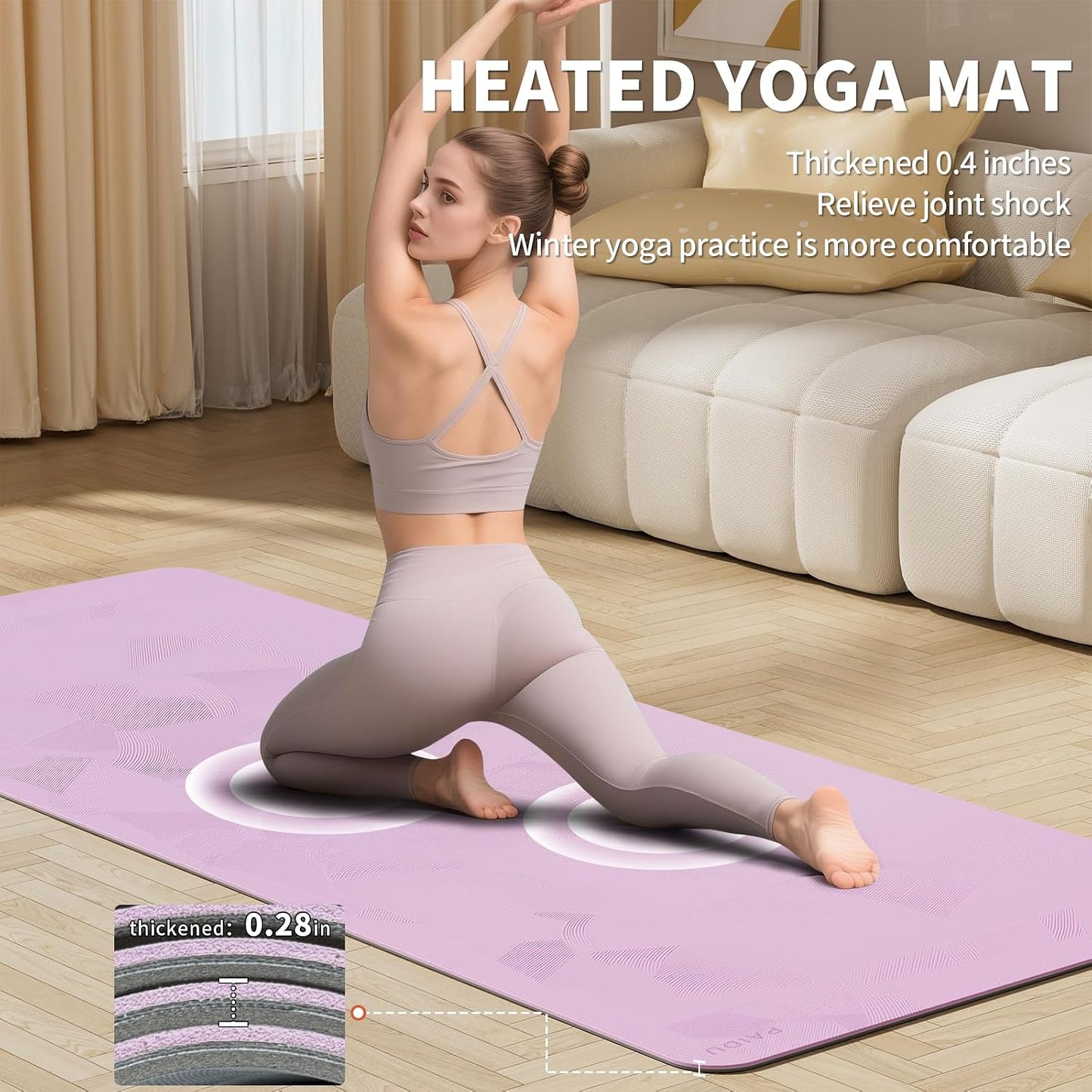 PAIDU Heating mat, Extra Large Anti Slip Electric Heating Yoga mat | Adjustable Temperature Heated Floor mat,Foot Warmer,Winter 120V Heated Rug Suitable for Yoga, Pilates,Exercise