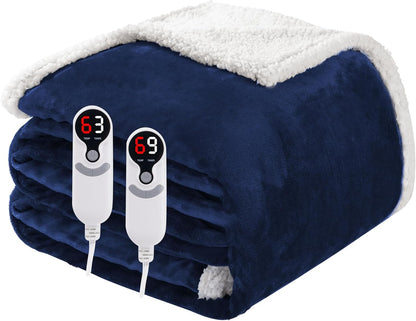 Soypipo Electric Heated Throw Blanket 50"x60", Faux Fur Plush with 4 Heat Settings & 2/4/8/10H Auto Shut-Off, Overheat Protection, Machine Washable, for Office & Chair, Dark Grey