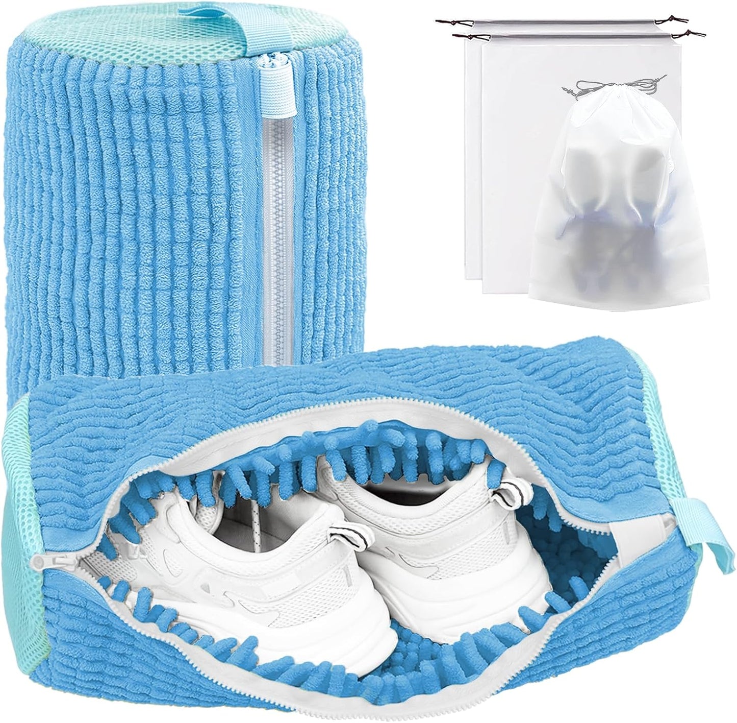 Shoe Washing Machine Bag,Laundry Shoe Bag for Washer and Dryer,Reusable Shoe Cleaning Bag for Sneakers,Tennis Shoes,With Self-locking Zipper, Microfiber Inside,Include Shoe Bag (Pro Grey - 1 Pack)