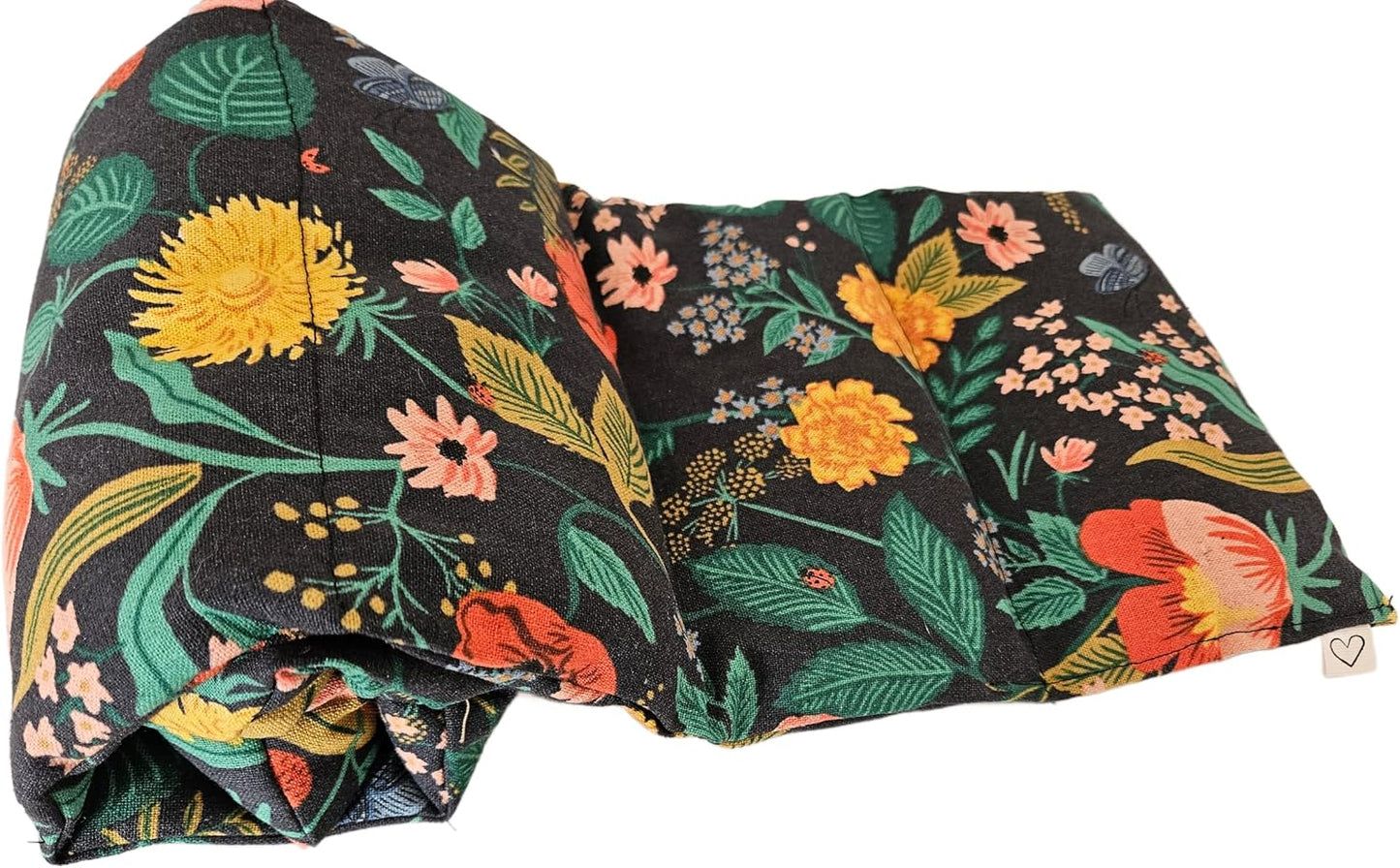 Microwavable LOVEwrap Neck & Shoulder Wrap Pad - Aroma - 6 X 24- Flax w/fine Mist of Calming Lavender Oil - subtly Scented - All Natural - Hot Cold Therapy Muscles Pain Relief - Orange Blue Flowers