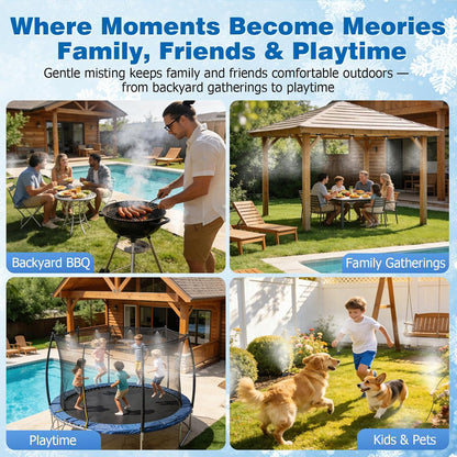 Mellbree Misters for Outside Patio 45FT/14M, Pre-Assembled Misting Cooling System with 12 Brass Nozzles & 3/4" Adapter, Outdoor Mister for Patio, Garden, Greenhouse, Pavilion, Dog House, Chicken Coop