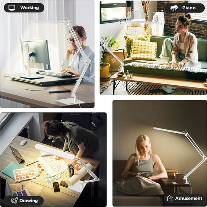 SKYLEO Desk Lamp for Home Office, Eye Comfortable LED Desk Light for Long Hours, Adjustable Swing Arm with Memory Function, Black