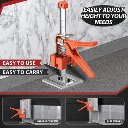 XClifes Labor Saving Arm Jack, 2 Pack Furniture Lifter Tool, Black | Multifunctional jack lifts up to 6.69" with 450 lbs capacity for cabinets, doors, windows & wall tile leveling.