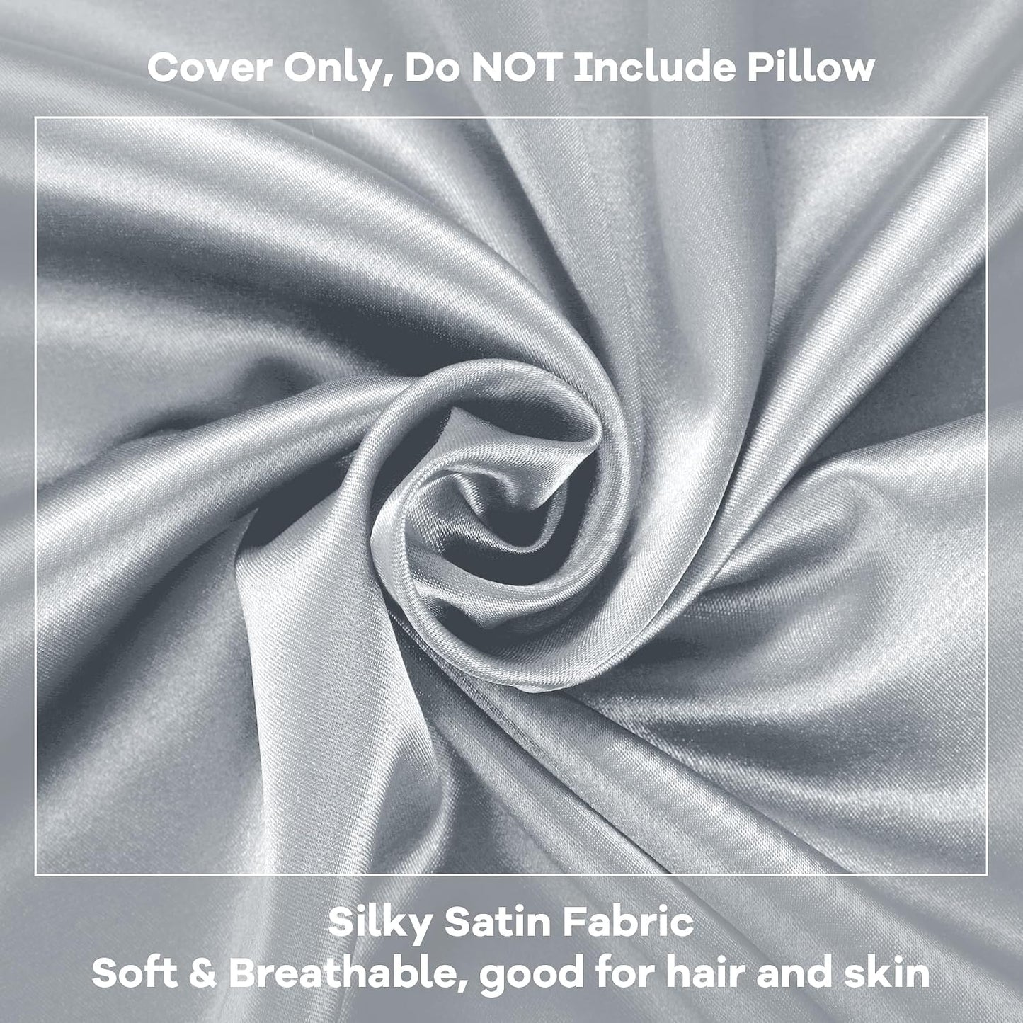 HOMBYS Satin Bed Wedge Pillow Cover Silky & Smooth Wedge Pillowcase 1 Pack 24x24x8, Soft & Breathable, Removable & Machine Washable-Zipper Design (Pillow Not Include), (Grey, 24"x24"x8")