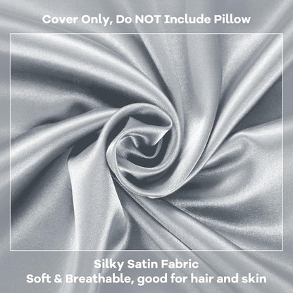 HOMBYS Satin Bed Wedge Pillow Cover Silky & Smooth Wedge Pillowcase 1 Pack 24x24x8, Soft & Breathable, Removable & Machine Washable-Zipper Design (Pillow Not Include), (Grey, 24"x24"x8")