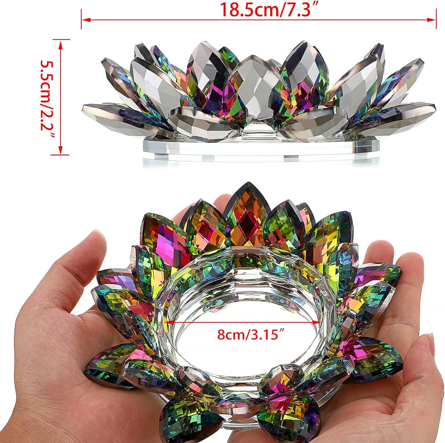 OwnMy Crystal Lotus Flower Candle Holder for Pillar Candles up to 3 Inch | Clear Lotus Flower Pillar Candle Holder Tea Light Holder, Glass Lotus Petal Votive Candle Stand for Wedding Party Home Decors