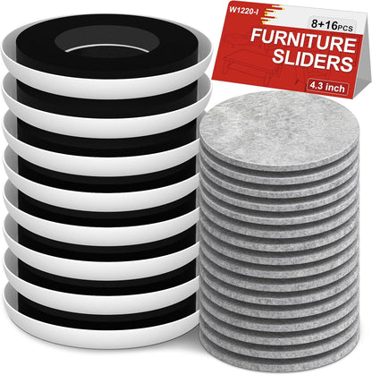 New Upgrade Furniture Sliders: Multi-Surface 3-in-1 Furniture Movers Slider | Heavy Moving Pads with 8PCS 4.3" Carpet Sliders + 4PCS Hard Floor Socks + 1 Lifter - Protect Floor and Easily Move Furniture