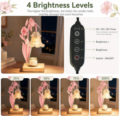 Candle Warmer Lamp with Timer Dimmer, Adjustable Height Flower Candle Lamp Warmer, House Warming Gifts New Home Decor, Mothers Day Birthday Gifts for Women Mom Sister, Wax Melt Warmer for Jar Candles