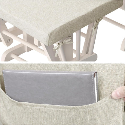 HOMBYS Glider Rocker Replacement Cushions with Storage Side Pocket,Linen-Like Fabric, Foam & Microfiber Filling, Non-Slip & Washable,Thickened & Supportive for Glider Rocking Chair (Khaki)