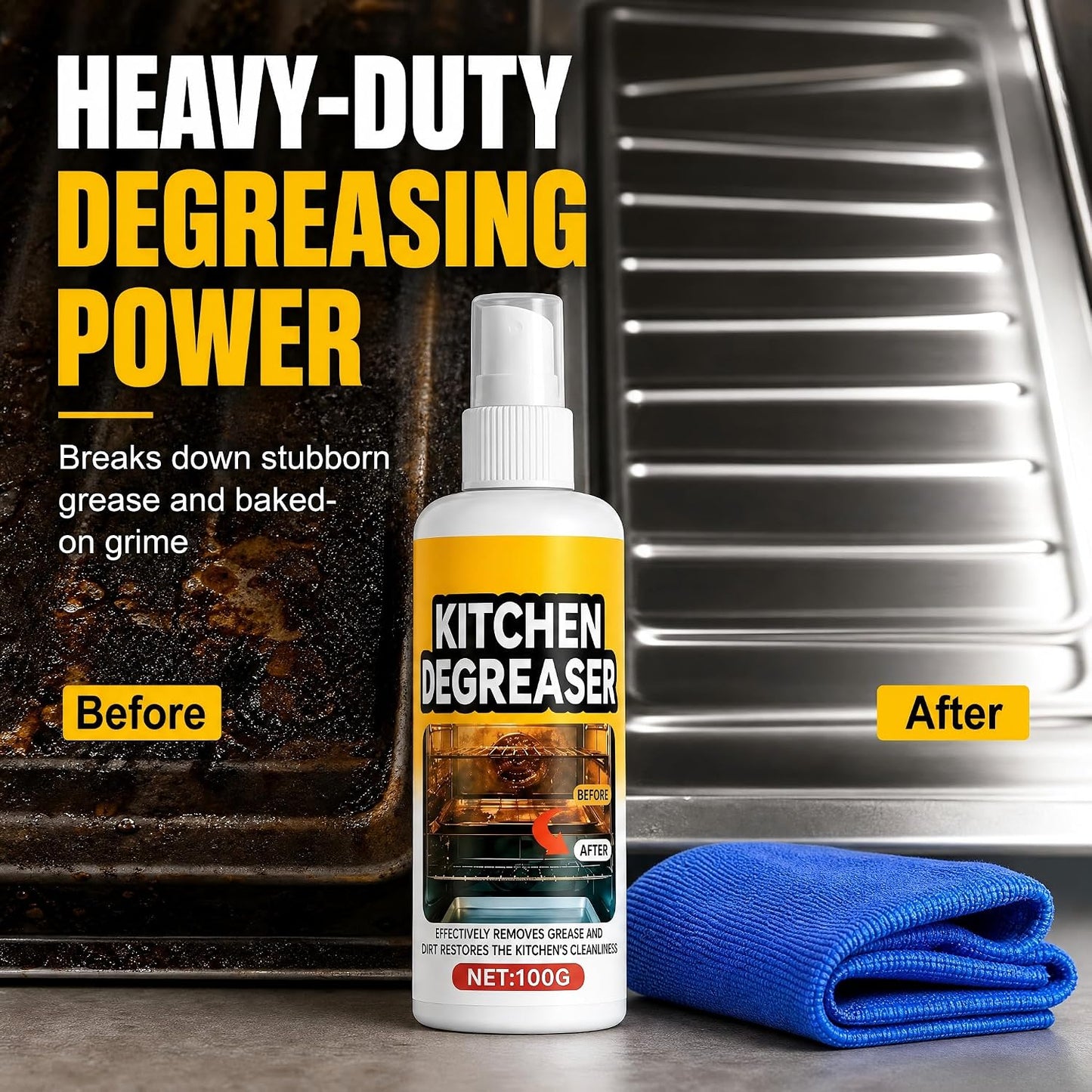 Greasekiller BBQ Grill Cleaner Spray, Grill Cleaner, Heavy Duty Grills Degreaser Spray, Removes Grease for BBQ Grate, Grills Lid,Stovetop,Oven,Range Hood