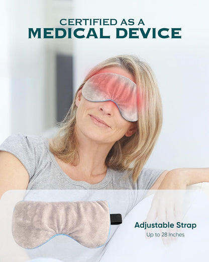 Heated Eye Mask for Dry Eyes, Stye, Blepharitis & Puffiness Relief – Microwavable Warm Compress with Soft Fleece – ThermoDR Reusable Mask for Fatigue, Strain, Sinus & Irritation – Grey